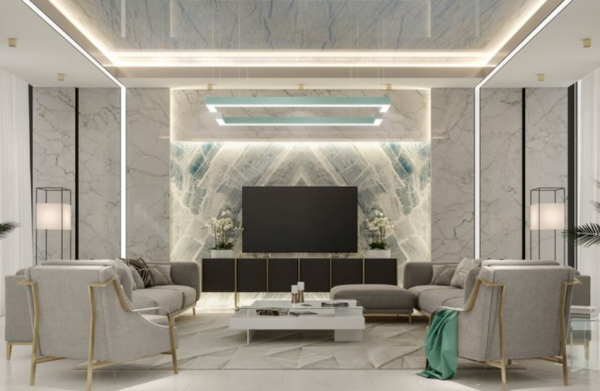 Dinding marmer dengan pola elegan